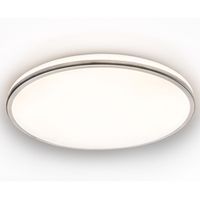 LED Deckenleuchte mit silberfarbenem Designring