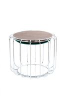 Beistelltisch / Pouf Comfortable 110 Dunkelgrün / Silber