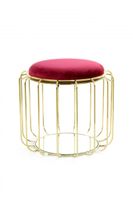Beistelltisch / Pouf Comfortable 110 Rot / Gold