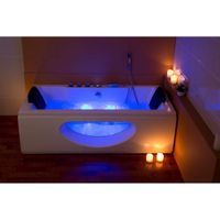 Whirlpool Badewanne mit Lichttherapie LAGUNA M weiß - 180 x 90 cm