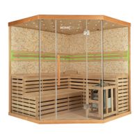 Traditionelle Sauna SKYLINE XL BIG Kunststeinwand - 200 x 200 cm