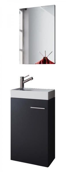 my bath Gäste-Waschplatz "Slito" mit Spiegel / Schwarz