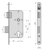 ES 464 Einsteck-Zimmertürschloss PZW DIN links