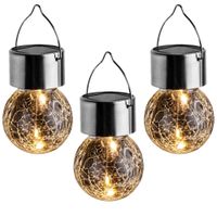 LED-Solar-Leuchtkugeln, Crackle Weiß - 3er Set + 1 Gratis