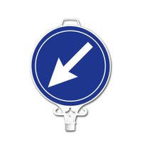Leitschild "links Vorbeifahren"
