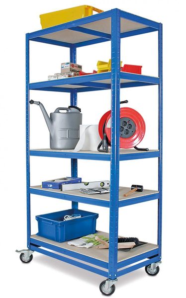 Kommissionier-Etagenwagen mit 5 Ebenen, blau