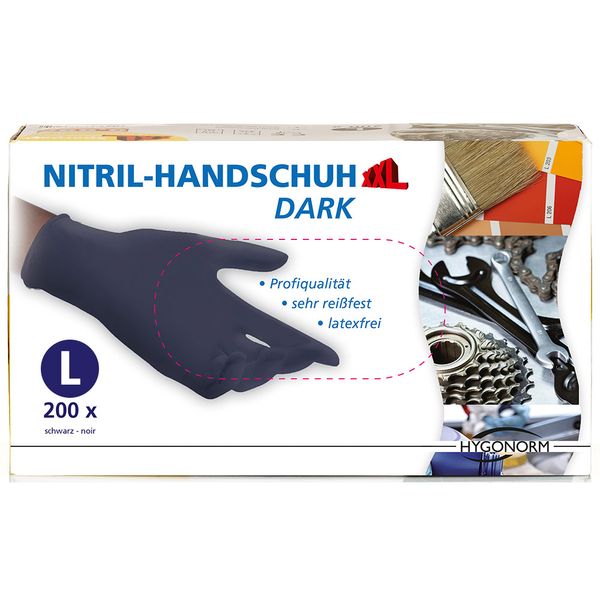 Nitril-Einweghandschuhe, Schwarz, Größe L - 200er Set