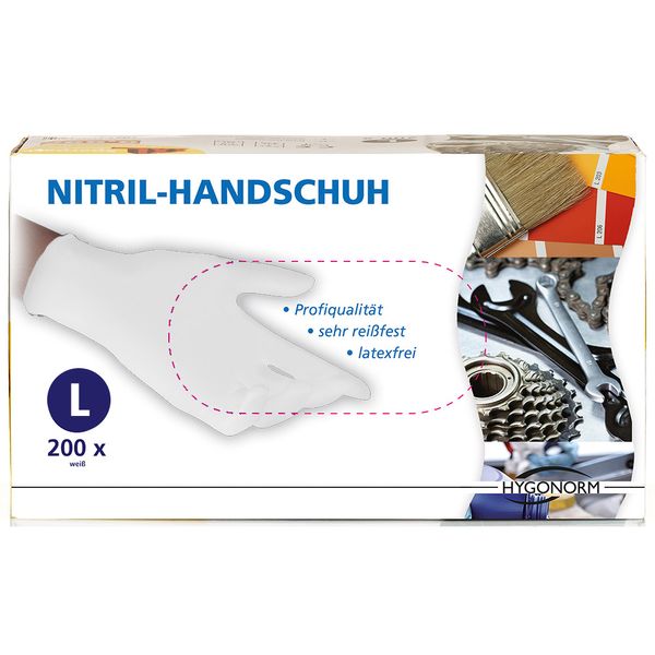 Nitril-Einweghandschuhe, Weiß, Größe L - 200er Set
