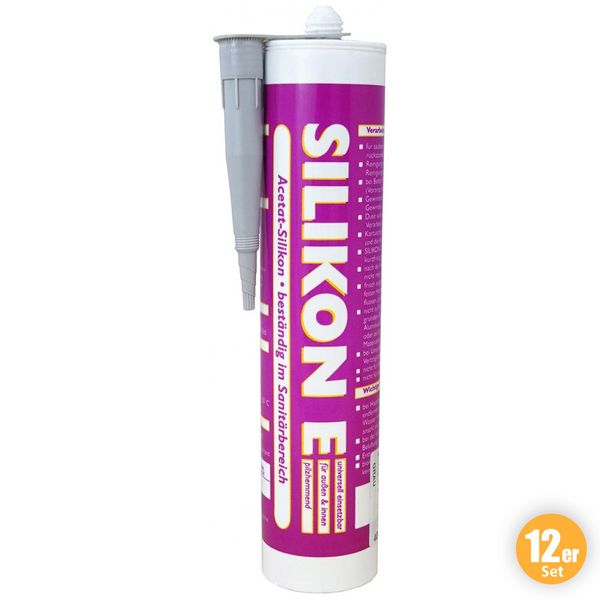 Silikon Fugendicht, Grau, 310 ml 12er Set