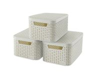 3-er Set STYLE Box S mit Deckel creme