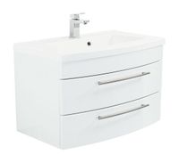 Badmöbel Luna 80 mit runder Front weiss hochglanz