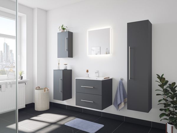 Badmöbel-Set Homeline 60 (5-teilig) anthrazit seidenglanz EEK: F