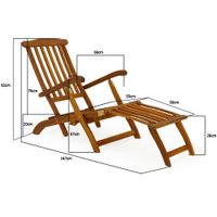 Casaria Sonnenliege Queen Mary Akazie 169 x 95 x 54cm braun