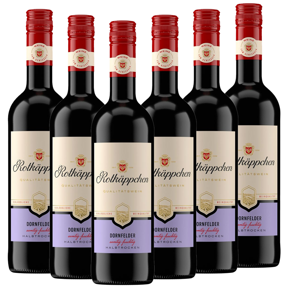 Rotwein Dornfelder halbtrocken - 6er Karton
