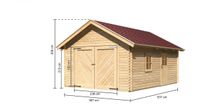 Blockhausgarage 40 mm mit Tor inkl. Schindeln