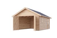 Blockhausgarage 38 mm mit Tor inkl. Schindeln