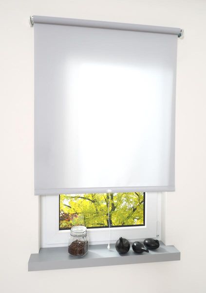 Mittelzugrollo Uni, lichtdurchlässig, 62 x 180 cm Hellgrau