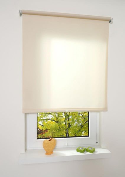 Mittelzugrollo Uni, lichtdurchlässig, 82 x 180 cm Cream