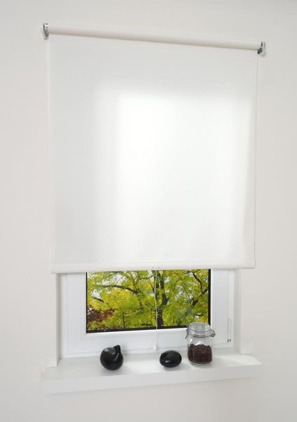 Mittelzugrollo Uni, lichtdurchlässig, 122 x 180 cm Weiß