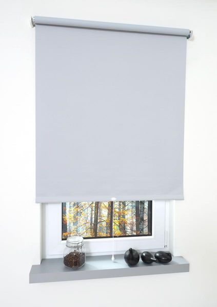 Rollo, Mittelzugrollo Uni Verdunkelung, 92 x 180 cm, hellgrau