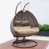 Polyrattan Hängesessel TWIN Braun inkl. Regenabdeckung