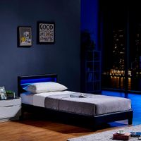 LED Bett ASTRO 90 x 200 Schwarz