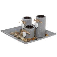 My Flair Teelichthalter mit Tablett "Tina", grau