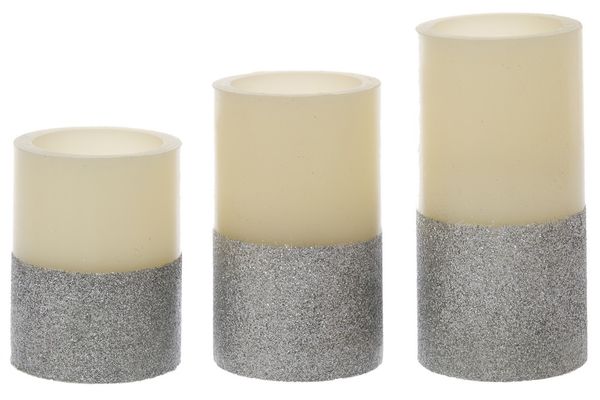My Flair 3er-Set LED Kerzen, natur/silber