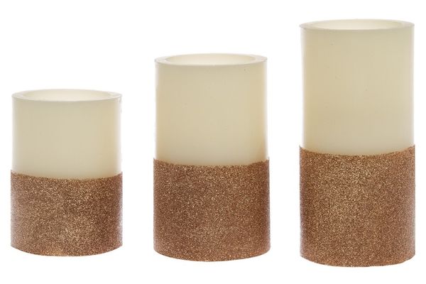 My Flair 3er-Set LED Kerzen, natur/kupfer