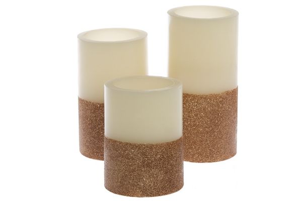My Flair 3er-Set LED Kerzen, natur/kupfer
