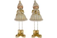 My Flair 2er-Set Winterkinder, 18 cm - creme/gold