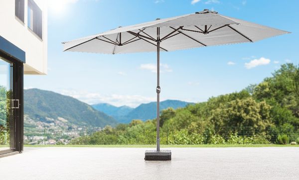 XXL-Oval-Sonnenschirm, ca. 4,6 x 2,7 m- Grau