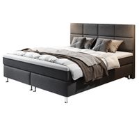 Boxspringbett ROTTERDAM PLUS mit 7-Zonen-Taschenfederkernmatratze und integriertem Topper, ca. 180 x 200 cm – Anthrazit