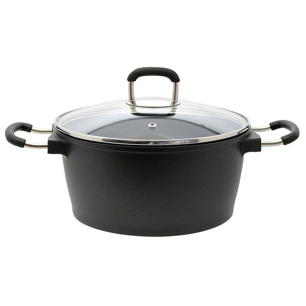 Aluguss-Topf mit Glasdeckel Hamar, Ø ca. 20 cm - Schwarz