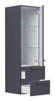 Hochschrank 120 cm anthrazit seidenglanz mit Glaseinlagen