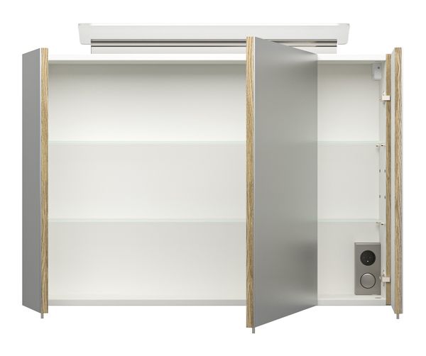 Spiegelschrank 90 inklusive LED-Acrylglaslampe eiche hell EEK: F