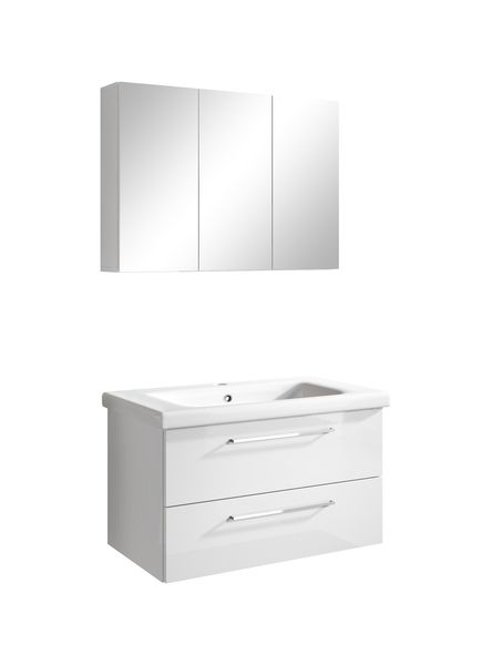 Badmöbel Set Neapel 2 tlg. Hochglanz Weiss
