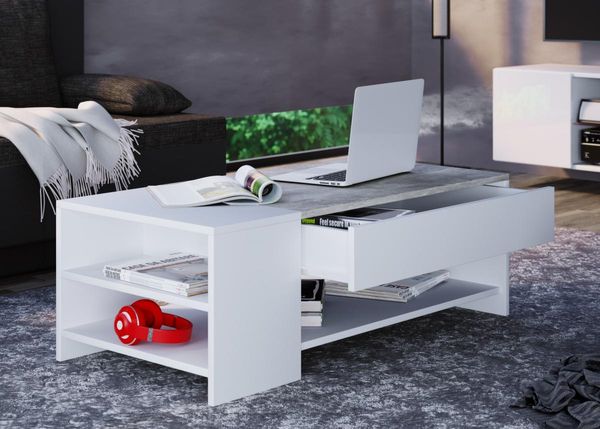 Couchtisch Tindus Weiß/Beton-Optik
