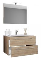 3-tlg. Waschplatz 60cm 2 Schubfächer | Mit Spiegel Sonoma-Eiche