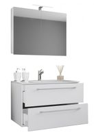 3-tlg. Waschplatz 60cm 2 Schubfächer | Mit Spiegelschrank Weiß