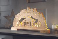 LED-Schwibbogen aus Holz - Krippe