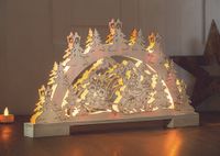 LED-Schwibbogen aus Holz - Weihnachtsmann mit Rentierschlitten