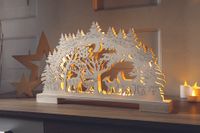 LED-Schwibbogen aus Holz - Wald mit Futterkrippe