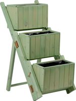 Ausklappbare Pflanztreppe mit 3 Pflanzkästen mintgrün