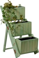 Ausklappbare Pflanztreppe mit 3 Pflanzkästen mintgrün
