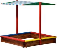 Bunter Sandkasten mit verstellbarem Dach