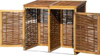 Wetterfeste Doppel-Mülltonnen-Box aus Holz 120L