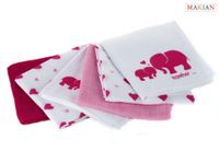 Mullwindeln, 6er Set, Design Elefant/rosa, 80x80cm
