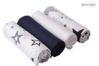 Mullwindeln, 4er Set, Design Sterne/blau, 80x80cm