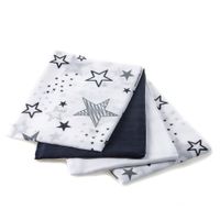 Mullwindeln, 4er Set, Design Sterne/blau, 80x80cm